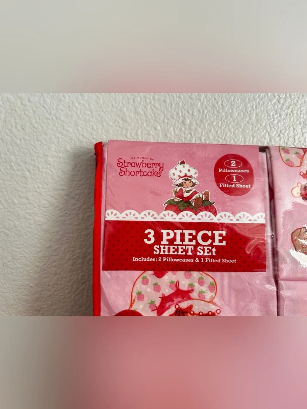 Strawberry Shortcake Pink Twin Sheet Set by B&B - 3 Piece